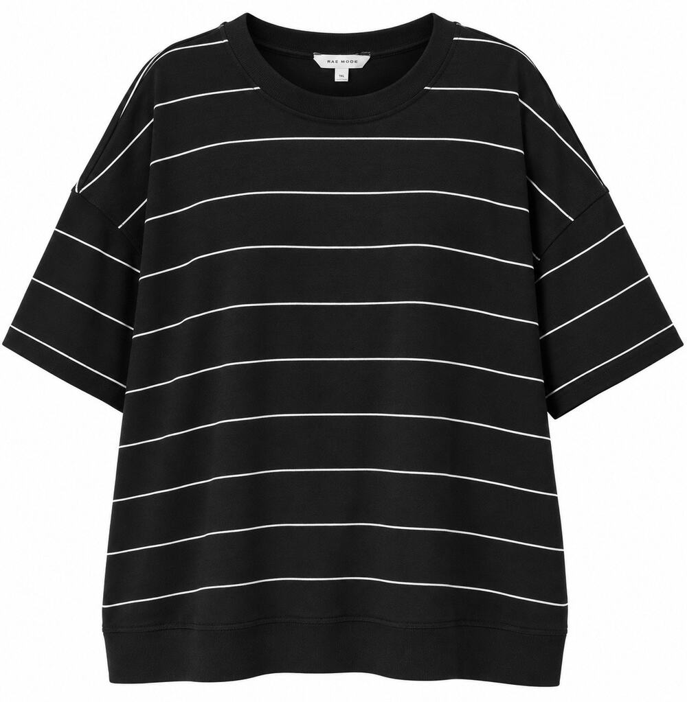 Rae Mode Black & White Striped Scuba Modal Top Size 1XL NWOT